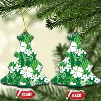 Green Hawaiian Hibiscus Monstera Ceramic Ornament Grunge Stylized LT01 Christmas Tree Green - Polynesian Pride