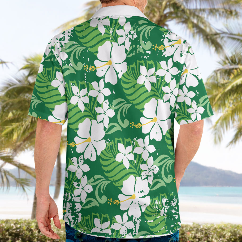 Green Hawaiian Hibiscus Monstera Hawaiian Shirt Grunge Stylized LT01 - Polynesian Pride