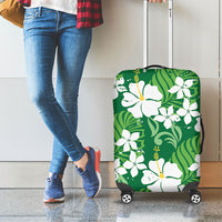 Green Hawaiian Hibiscus Monstera Luggage Cover Grunge Stylized LT01 - Polynesian Pride