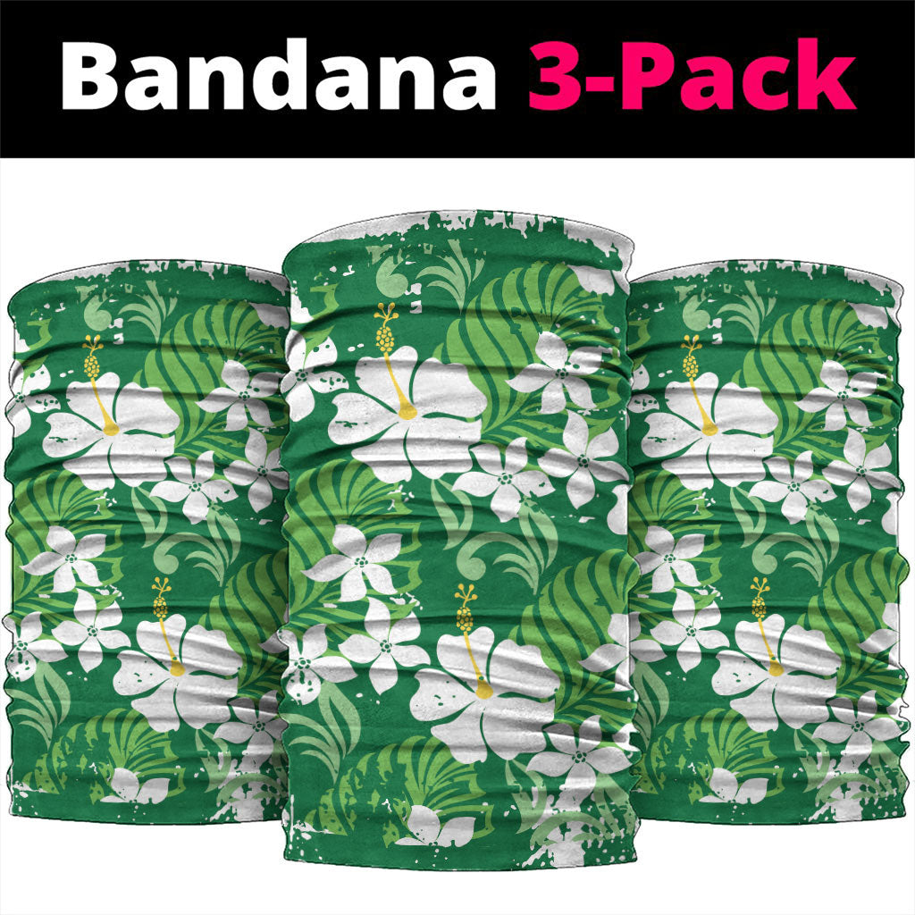 Green Hawaiian Hibiscus Monstera Neck Gaiter Grunge Stylized