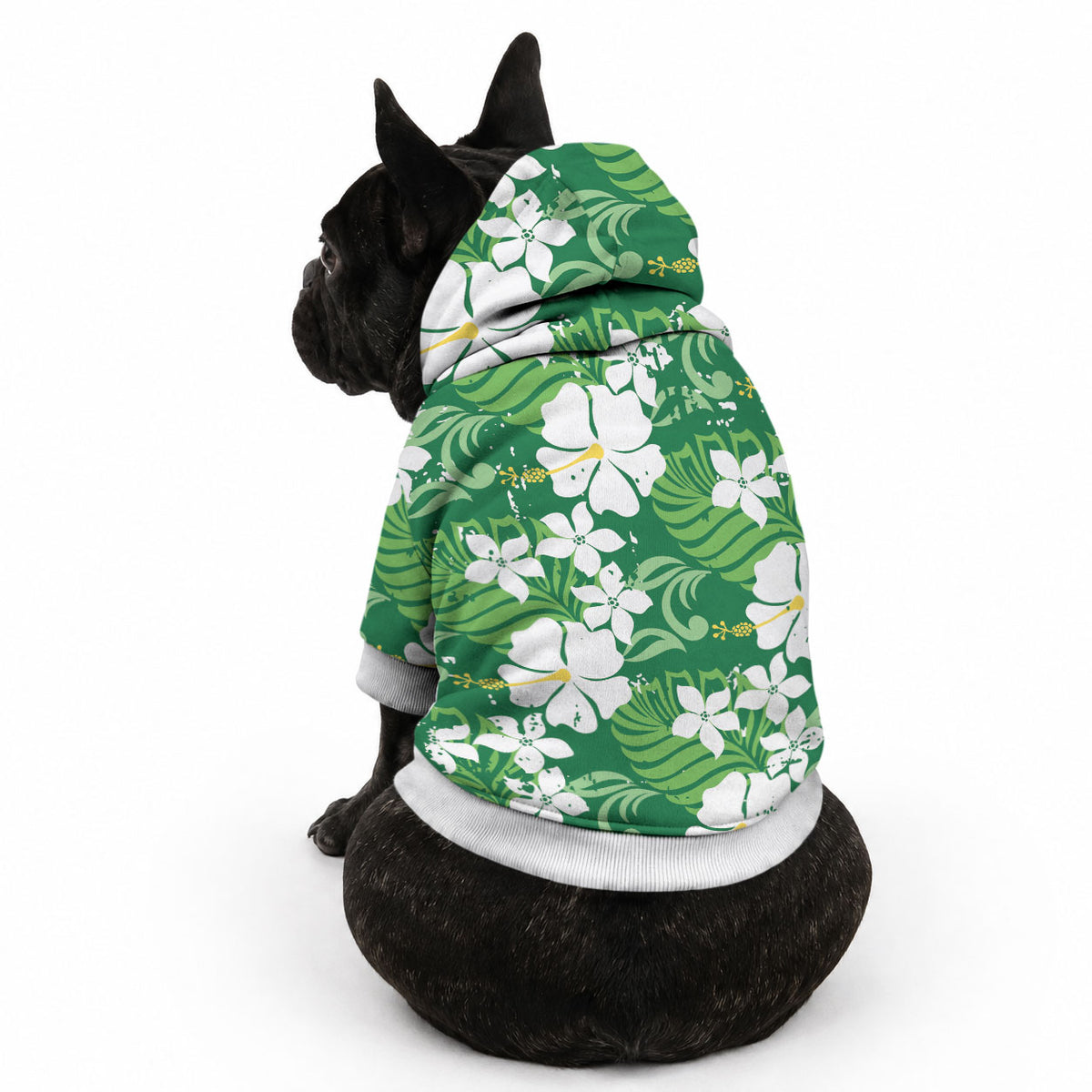 Green Hawaiian Hibiscus Monstera Pet Hoodie Grunge Stylized LT01 - Polynesian Pride