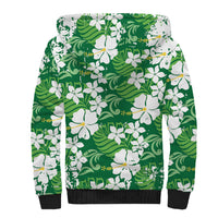 Green Hawaiian Hibiscus Monstera Sherpa Hoodie Grunge Stylized LT01 - Polynesian Pride