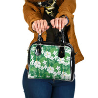 Green Hawaiian Hibiscus Monstera Shoulder Handbag Grunge Stylized