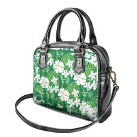Green Hawaiian Hibiscus Monstera Shoulder Handbag Grunge Stylized