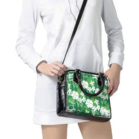 Green Hawaiian Hibiscus Monstera Shoulder Handbag Grunge Stylized