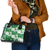 Green Hawaiian Hibiscus Monstera Shoulder Handbag Grunge Stylized