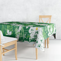 Green Hawaiian Hibiscus Monstera Tablecloth Grunge Stylized