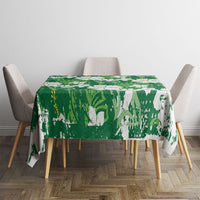 Green Hawaiian Hibiscus Monstera Tablecloth Grunge Stylized