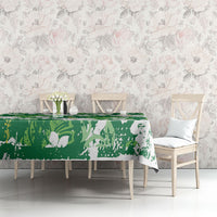 Green Hawaiian Hibiscus Monstera Tablecloth Grunge Stylized