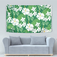 Green Hawaiian Hibiscus Monstera Tapestry Grunge Stylized LT01 - Polynesian Pride