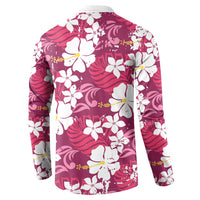 Pink Hawaiian Hibiscus Monstera Button Sweatshirt Grunge Stylized