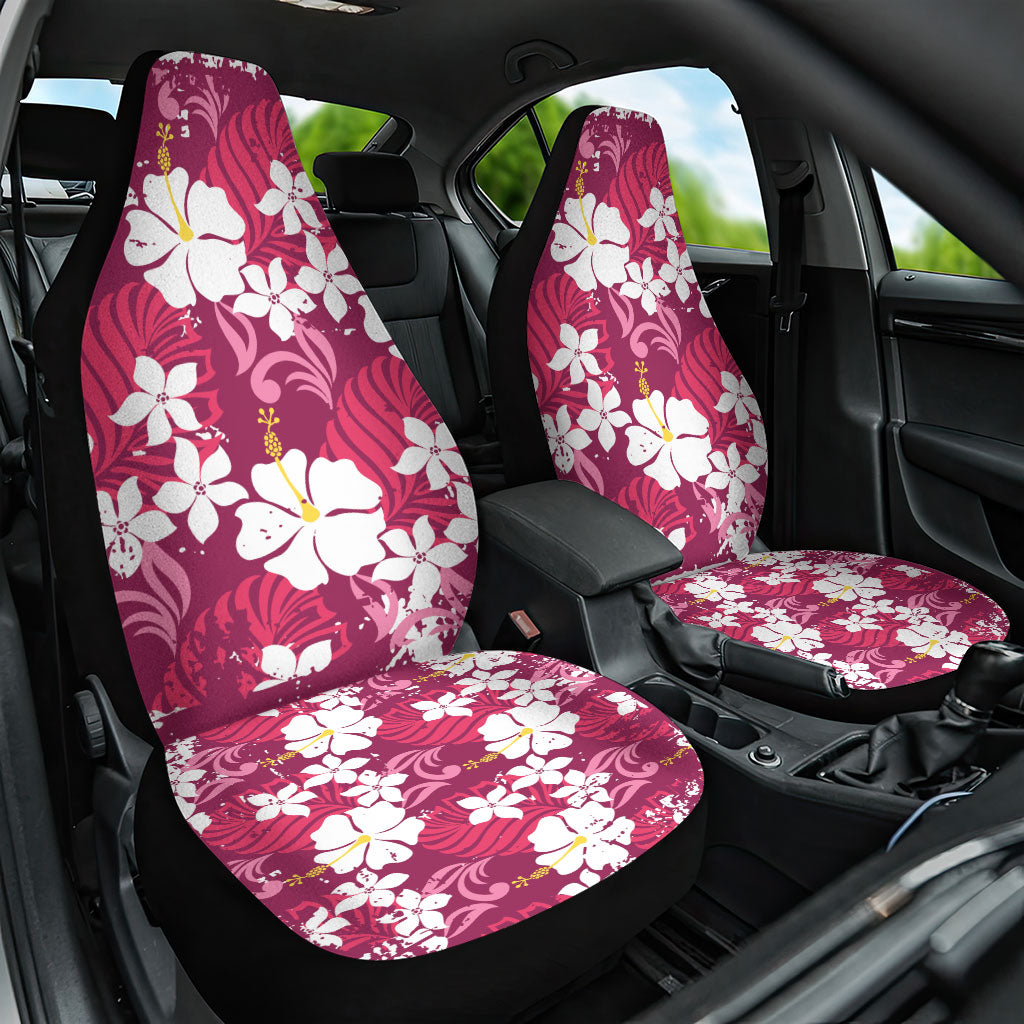 Pink Hawaiian Hibiscus Monstera Car Seat Cover Grunge Stylized LT01 One Size Pink - Polynesian Pride