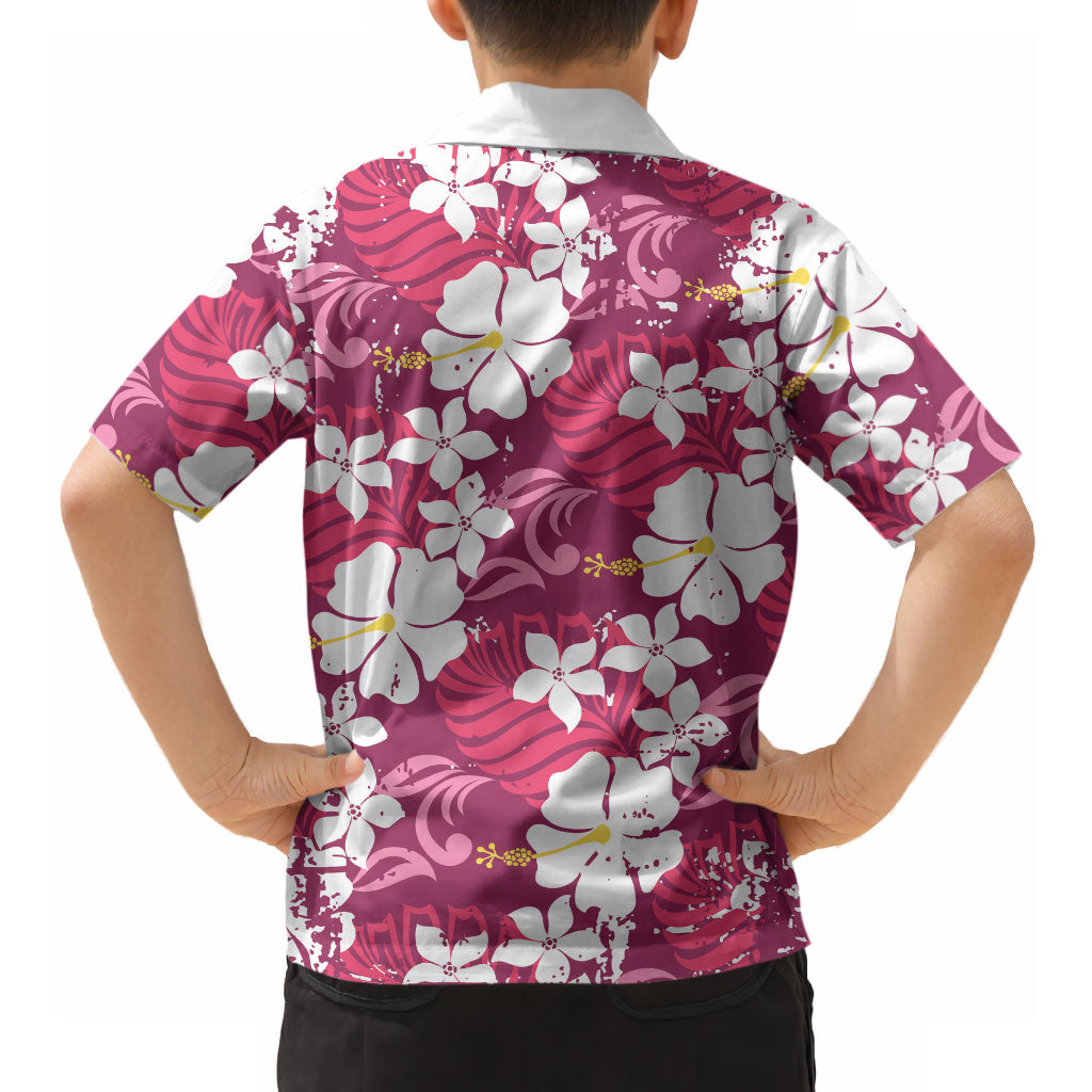 Pink Hawaiian Hibiscus Monstera Hawaiian Shirt Grunge Stylized LT01 - Polynesian Pride