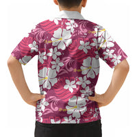 Pink Hawaiian Hibiscus Monstera Kid Hawaiian Shirt Grunge Stylized LT01 - Polynesian Pride