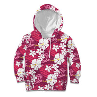 Pink Hawaiian Hibiscus Monstera Kid Hoodie Grunge Stylized LT01 Hoodie Pink - Polynesian Pride