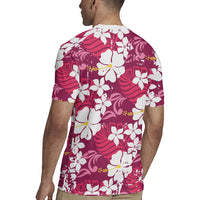 Pink Hawaiian Hibiscus Monstera Rugby Jersey Grunge Stylized LT01 - Polynesian Pride