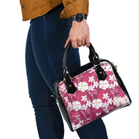 Pink Hawaiian Hibiscus Monstera Shoulder Handbag Grunge Stylized LT01 - Polynesian Pride