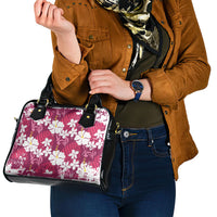 Pink Hawaiian Hibiscus Monstera Shoulder Handbag Grunge Stylized LT01 - Polynesian Pride