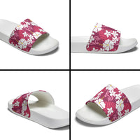 Pink Hawaiian Hibiscus Monstera Slide Sandals Grunge Stylized LT01 - Polynesian Pride