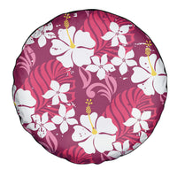 Pink Hawaiian Hibiscus Monstera Spare Tire Cover Grunge Stylized LT01 - Polynesian Pride