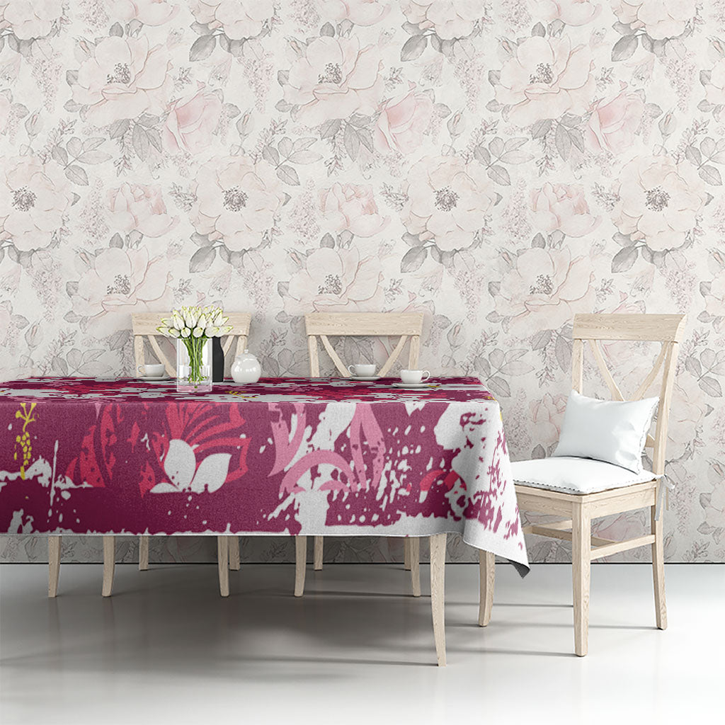 Pink Hawaiian Hibiscus Monstera Tablecloth Grunge Stylized LT01 - Polynesian Pride