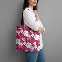 Pink Hawaiian Hibiscus Monstera Tote Bag Grunge Stylized LT01 - Polynesian Pride