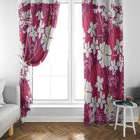 Pink Hawaiian Hibiscus Monstera Window Curtain Grunge Stylized LT01 - Polynesian Pride