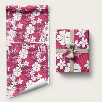 Pink Hawaiian Hibiscus Monstera Wrapping Paper Grunge Stylized LT01 58" × 23" Pink - Polynesian Pride