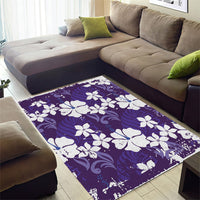 Purple Hawaiian Hibiscus Monstera Area Rug Grunge Stylized LT01 - Polynesian Pride