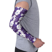 Purple Hawaiian Hibiscus Monstera Arm Sleeves Grunge Stylized LT01 - Polynesian Pride