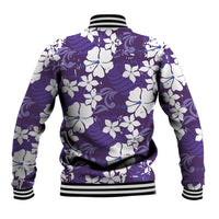Purple Hawaiian Hibiscus Monstera Baseball Jacket Grunge Stylized LT01 - Polynesian Pride