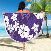 Purple Hawaiian Hibiscus Monstera Beach Blanket Grunge Stylized LT01 - Polynesian Pride