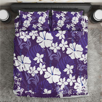 Purple Hawaiian Hibiscus Monstera Bedding Set Grunge Stylized LT01 Purple - Polynesian Pride