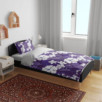 Purple Hawaiian Hibiscus Monstera Bedding Set Grunge Stylized LT01 - Polynesian Pride