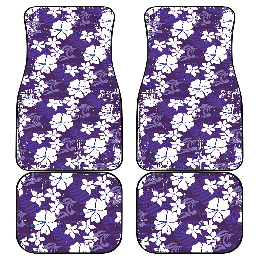Purple Hawaiian Hibiscus Monstera Car Mats Grunge Stylized LT01 - Polynesian Pride