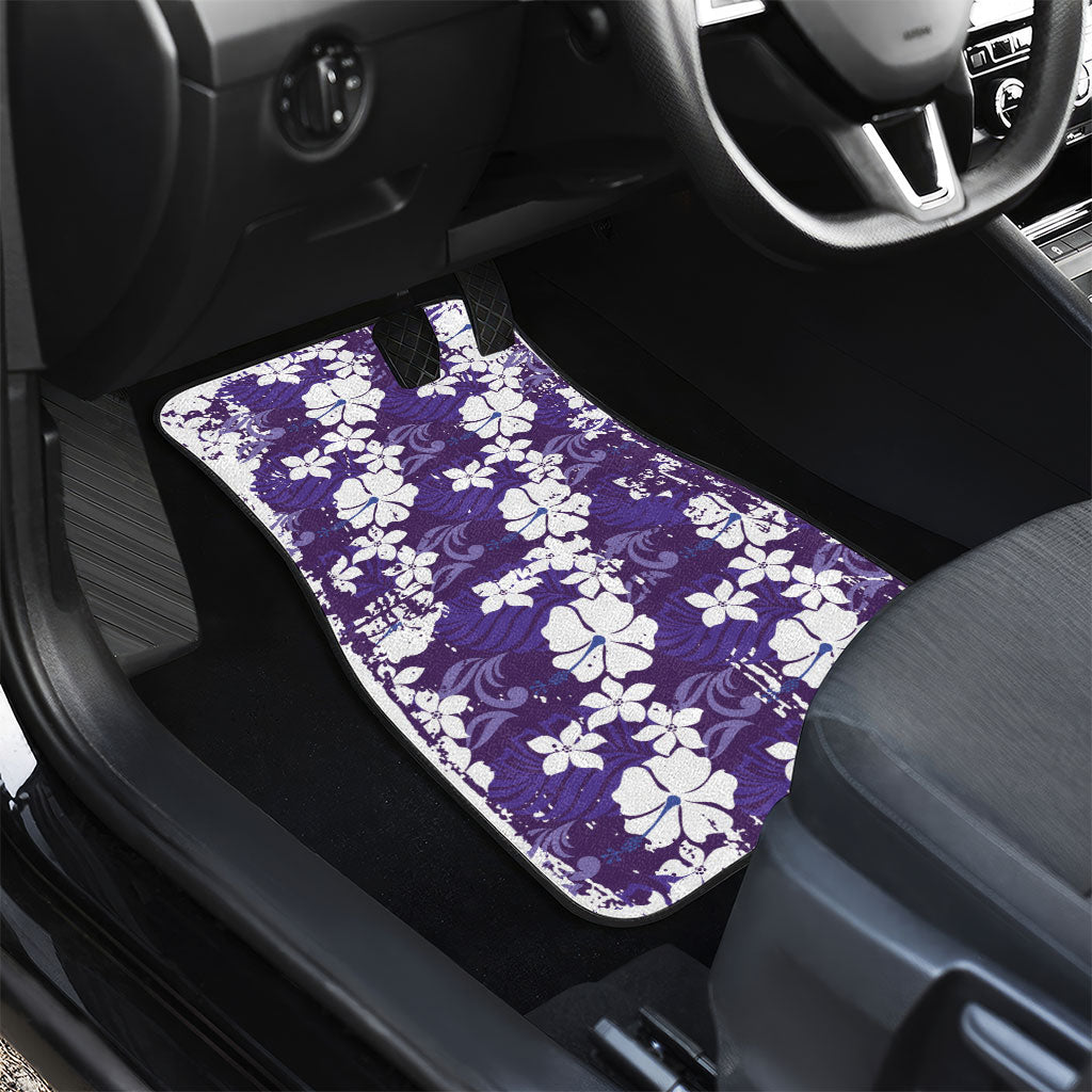 Purple Hawaiian Hibiscus Monstera Car Mats Grunge Stylized LT01 - Polynesian Pride
