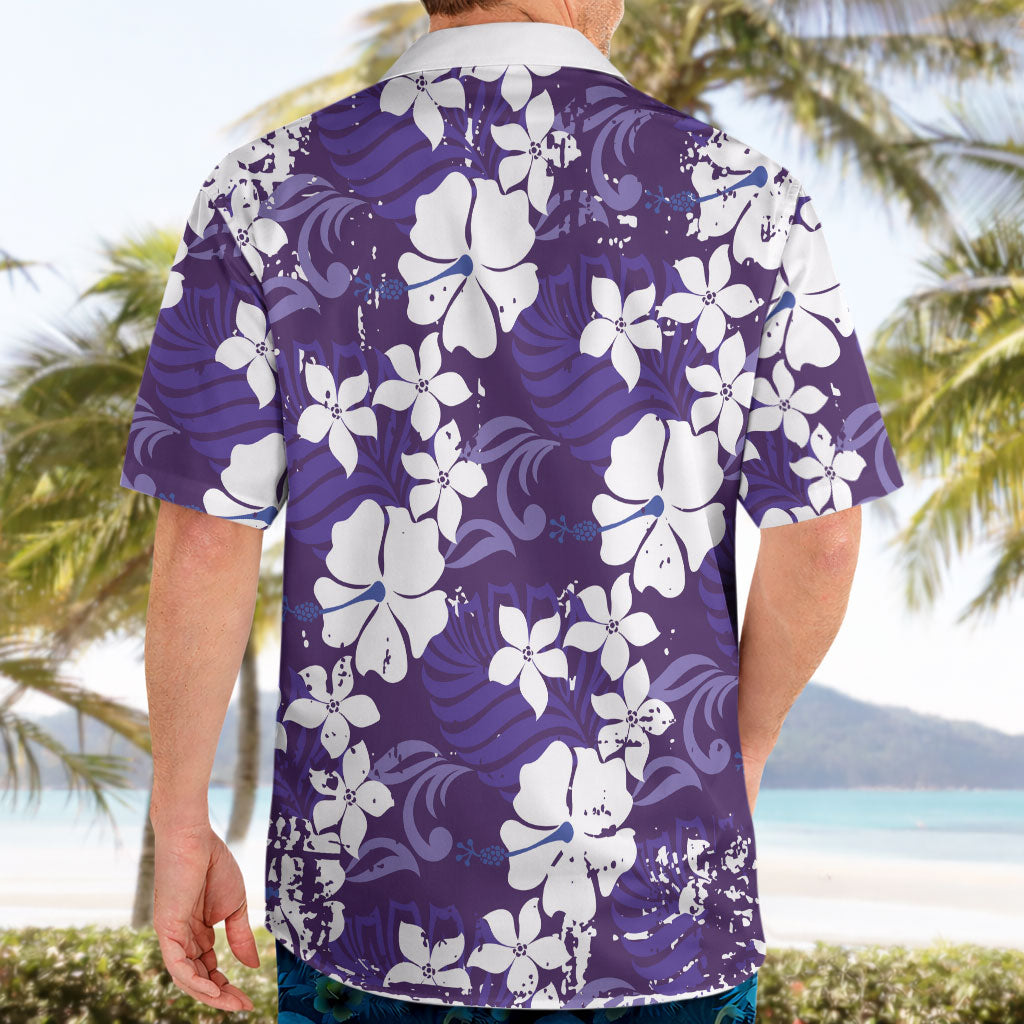 Purple Hawaiian Hibiscus Monstera Hawaiian Shirt Grunge Stylized LT01 - Polynesian Pride