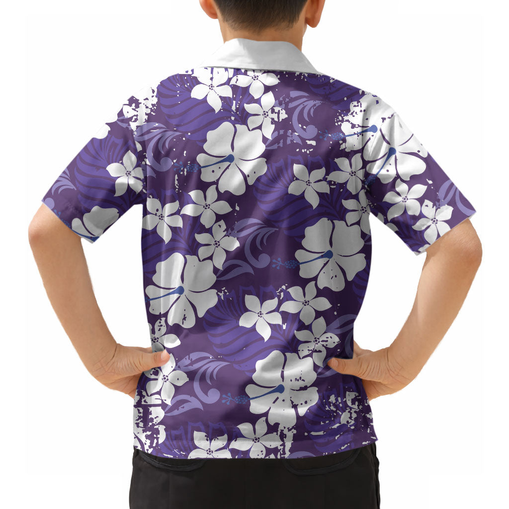 Purple Hawaiian Hibiscus Monstera Hawaiian Shirt Grunge Stylized LT01 - Polynesian Pride