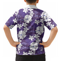 Purple Hawaiian Hibiscus Monstera Hawaiian Shirt Grunge Stylized LT01 - Polynesian Pride
