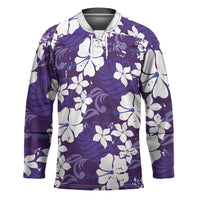 Purple Hawaiian Hibiscus Monstera Hockey Jersey Grunge Stylized LT01 Unisex Purple - Polynesian Pride