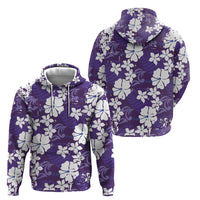 Purple Hawaiian Hibiscus Monstera Hoodie Grunge Stylized LT01 - Polynesian Pride