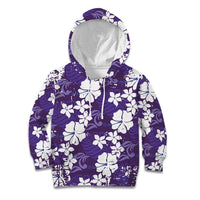 Purple Hawaiian Hibiscus Monstera Kid Hoodie Grunge Stylized LT01 Hoodie Purple - Polynesian Pride