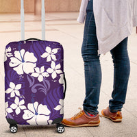 Purple Hawaiian Hibiscus Monstera Luggage Cover Grunge Stylized LT01 Purple - Polynesian Pride