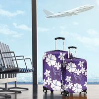 Purple Hawaiian Hibiscus Monstera Luggage Cover Grunge Stylized LT01 - Polynesian Pride