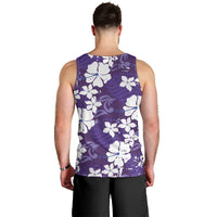 Purple Hawaiian Hibiscus Monstera Men Tank Top Grunge Stylized LT01 - Polynesian Pride