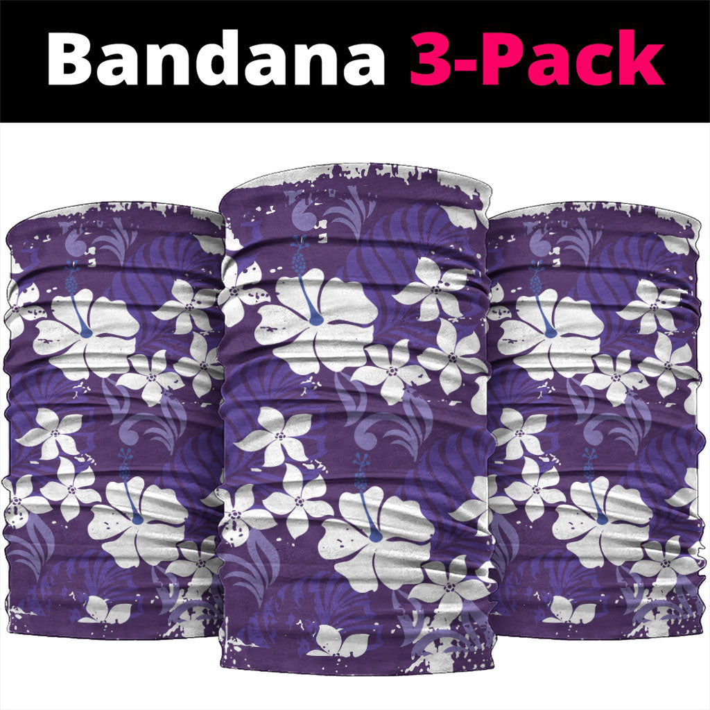 Purple Hawaiian Hibiscus Monstera Neck Gaiter Grunge Stylized LT01 package One Size: 25*50cm Purple - Polynesian Pride