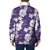 Purple Hawaiian Hibiscus Monstera Padded Jacket Grunge Stylized LT01 - Polynesian Pride