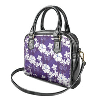 Purple Hawaiian Hibiscus Monstera Shoulder Handbag Grunge Stylized LT01 - Polynesian Pride