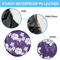 Purple Hawaiian Hibiscus Monstera Spare Tire Cover Grunge Stylized LT01 - Polynesian Pride