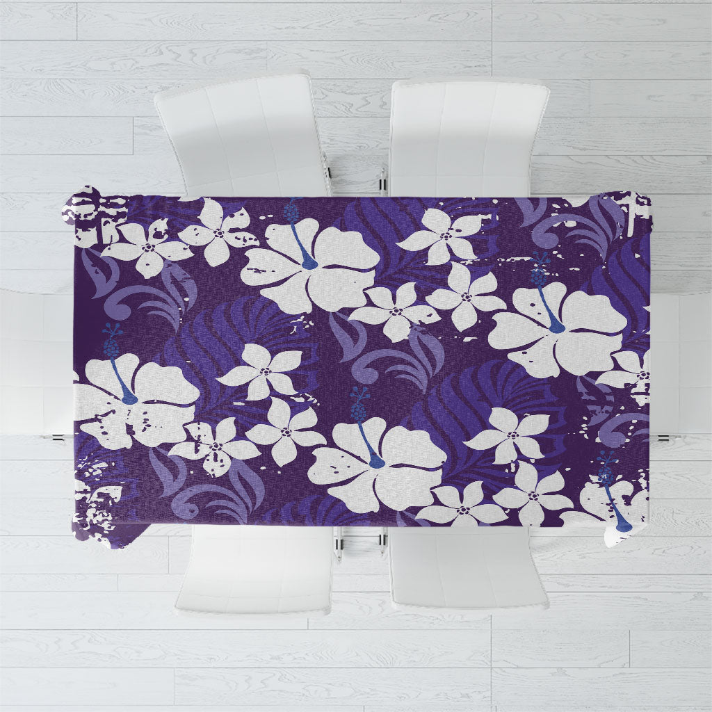 Purple Hawaiian Hibiscus Monstera Tablecloth Grunge Stylized LT01 Purple - Polynesian Pride
